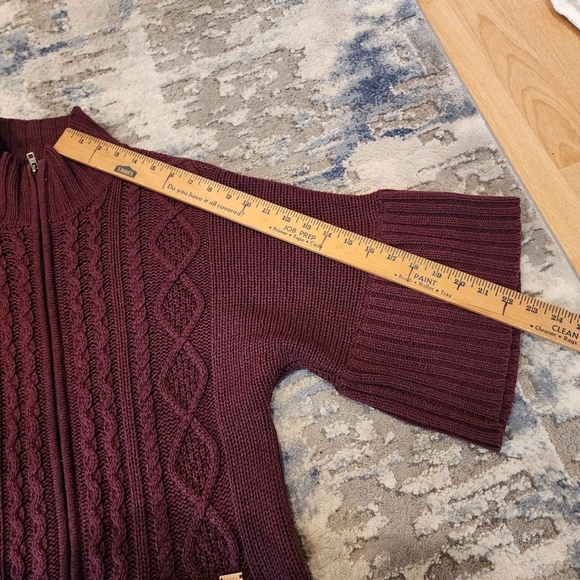 Roots lambswool-blend knit sweater zip cardigan. Pockets. 3/4 sleeve. XS. - Picture 14 of 16